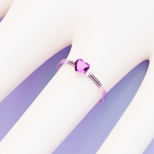 指輪 ハートのジェムリング ローポリ .blend .fbx VRchat  ３Ⅾモデル No.002
