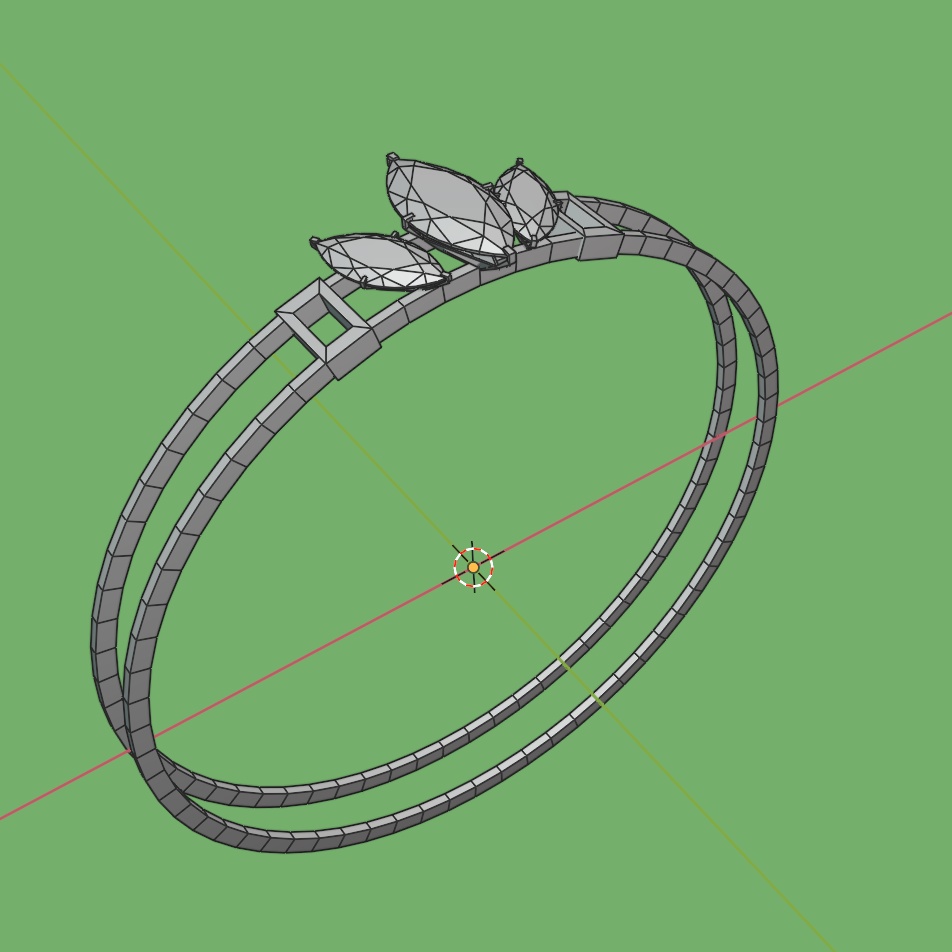 指輪 エメラルドジェムリング ローポリ .blend .fbx VRchat 3Ⅾモデル No.003