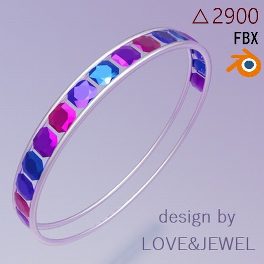 ジェムリング カラフル ローポリ .blend .fbx VRchat 3Ⅾモデル No.004