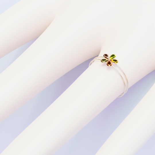 花のジェムリング オレンジ ローポリ .blend .fbx VRchat 3Ⅾモデル No.006