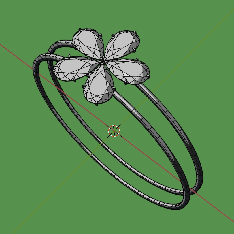 花のジェムリング オレンジ ローポリ .blend .fbx VRchat 3Ⅾモデル No.006