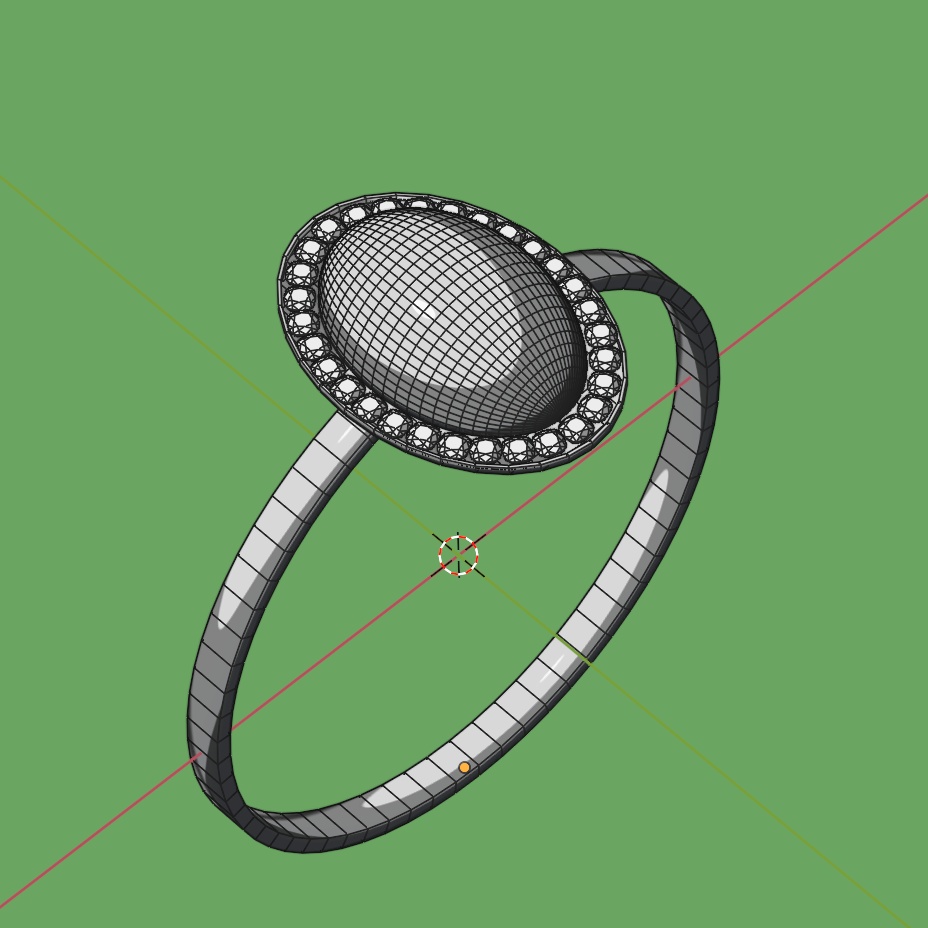 パールとダイヤの上品ジェムリング ローポリ .blend .fbx VRchat 3Ⅾモデル No.008