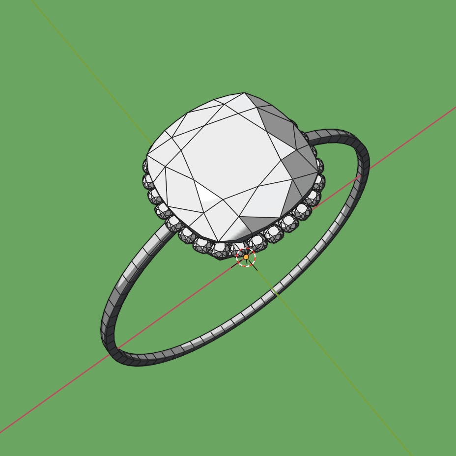 ブルーサファイアの大粒ジェムリング ローポリ .blend .fbx VRchat 3Ⅾモデル No.009