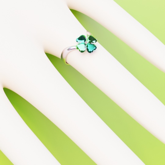 【blender版】クローバーのジェムリング 指輪 No.010