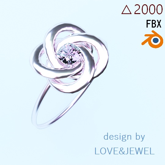 指輪 お花のダイヤモンドリング ローポリ .blend .fbx VRchat 3Ⅾモデル No.012