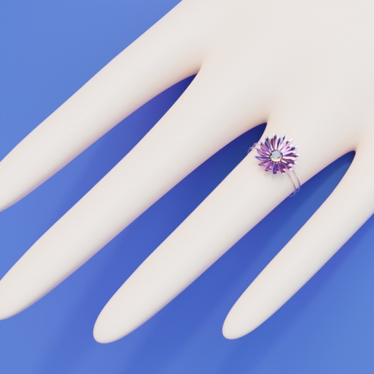 フラワージェムリング ローポリ 指輪 .blend .fbx VRchat 3Ⅾモデル No.013