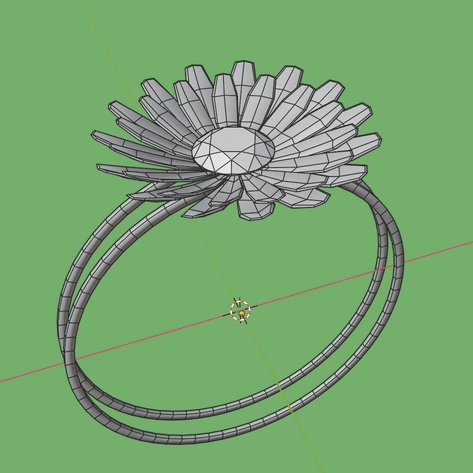 フラワージェムリング ローポリ 指輪 .blend .fbx VRchat 3Ⅾモデル No.013