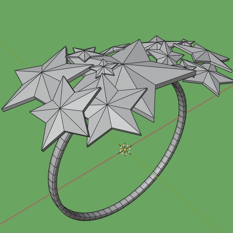 星の指輪 カラフル ローポリ リング .blend .fbx VRchat 3Ⅾモデル No.015