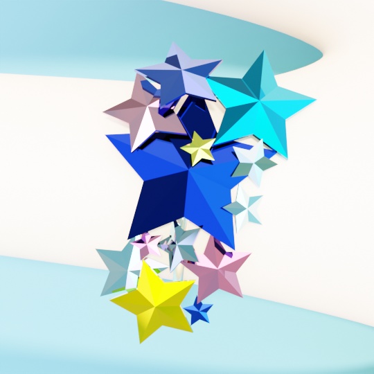 星の指輪 カラフル ローポリ リング .blend .fbx VRchat 3Ⅾモデル No.015