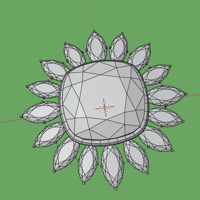 ひまわりのブローチ ピアス 帯留め ローポリ .blend .fbx VRchat 3Ⅾモデル No.104