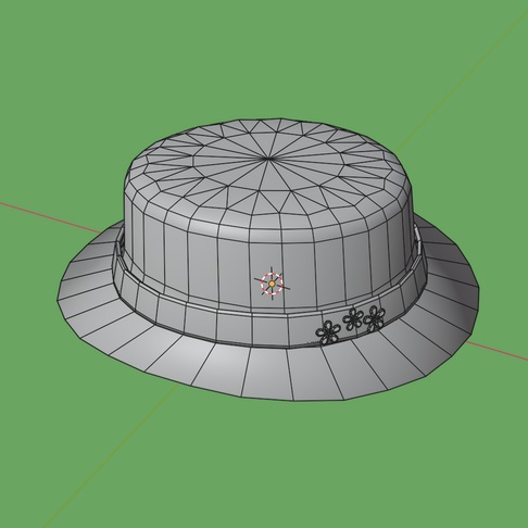 ビジュー付きハット ローポリ .blend .fbx VRchat 3Ⅾモデル No.502