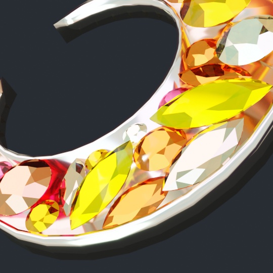 月のブローチ ピアス 帯留め ローポリ .blend .fbx VRchat 3Ⅾモデル No.105