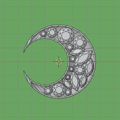 月のブローチ ピアス 帯留め ローポリ .blend .fbx VRchat 3Ⅾモデル No.105