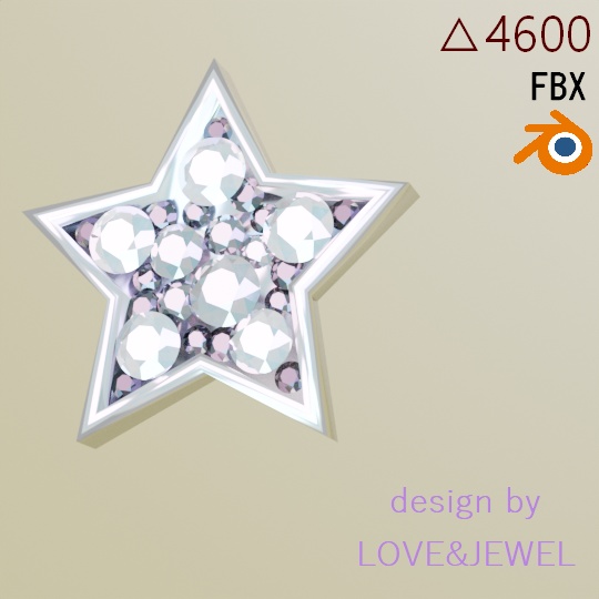 星のブローチ ピアス 帯留め ローポリ .blend .fbx VRchat No.106