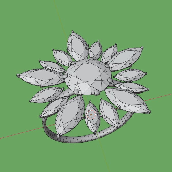 花の指輪 ローポリ リング .blend .fbx VRchat 3Ⅾモデル No.017