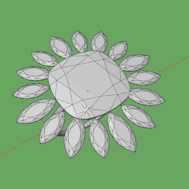 ひまわりの指輪 ローポリ リング .blend .fbx VRchat 3Ⅾモデル No.019