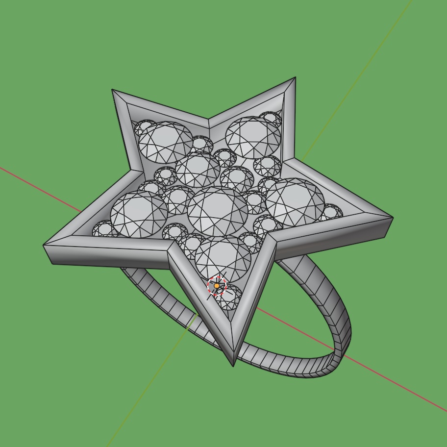 星の指輪 ローポリ リング .blend .fbx VRchat 3Ⅾモデル No.021