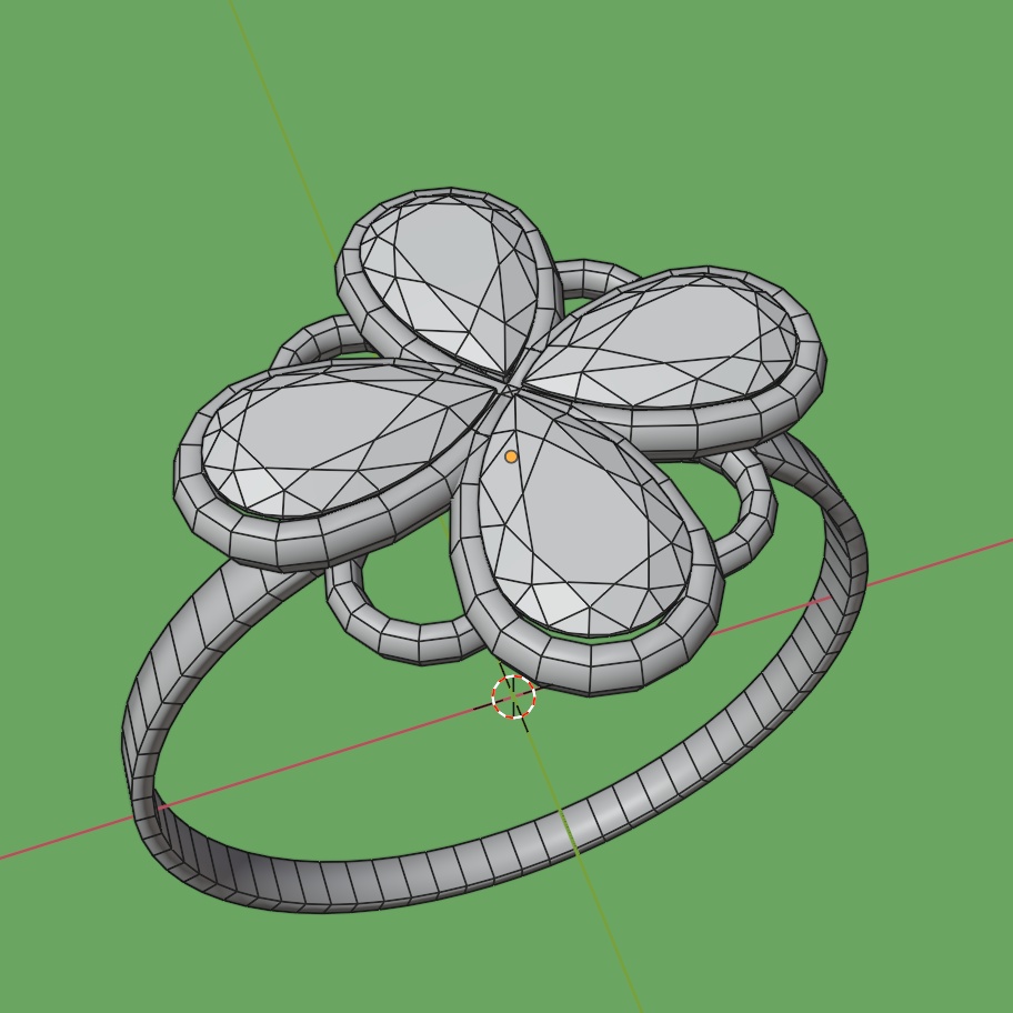 アジサイのジェムリングⅡ ローポリ リング .blend .fbx VRchat 3Ⅾモデル No.022