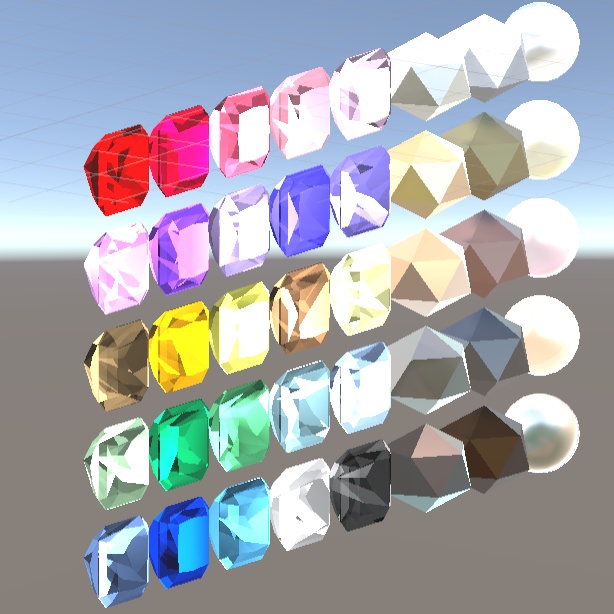 【VRchat想定】マテリアル40種セット 宝石・貴金属・パール Unity用
