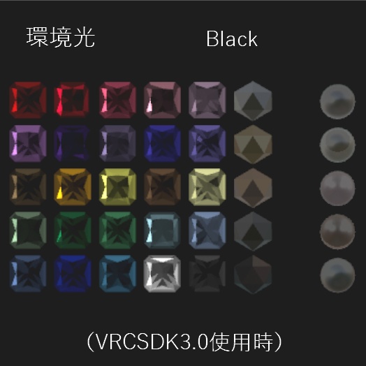 【VRchat想定】マテリアル40種セット 宝石・貴金属・パール Unity用