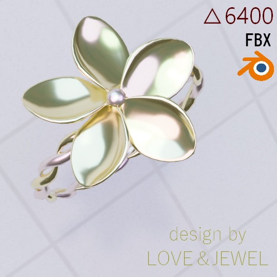 プルメリアのハワイアンジュエリー 指輪 3Ⅾモデル .blend .fbx VRchat No.023
