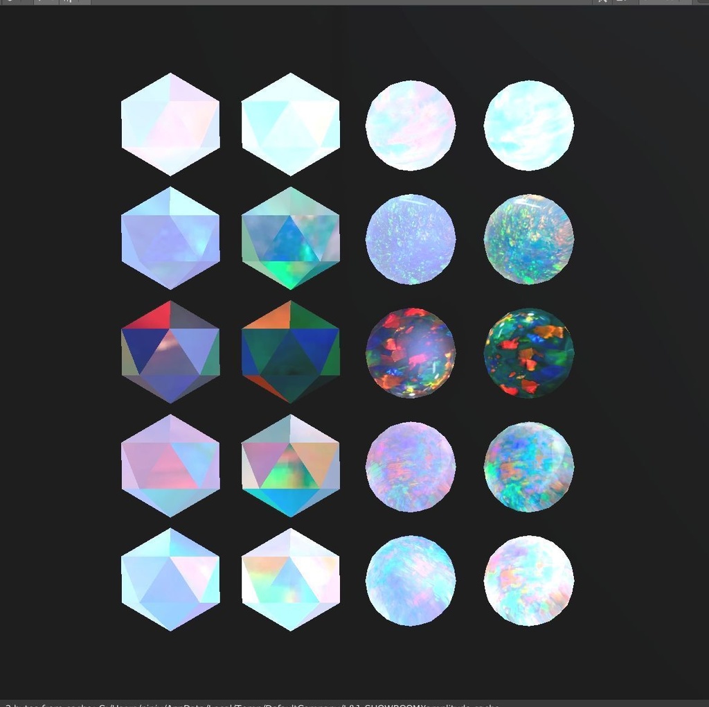 【VRchat想定】マテリアル10種セット なないろオパール風 Unity用