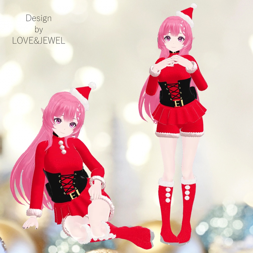 【VRchat想定】サンタコスチューム 衣装セット【アティナ専用】