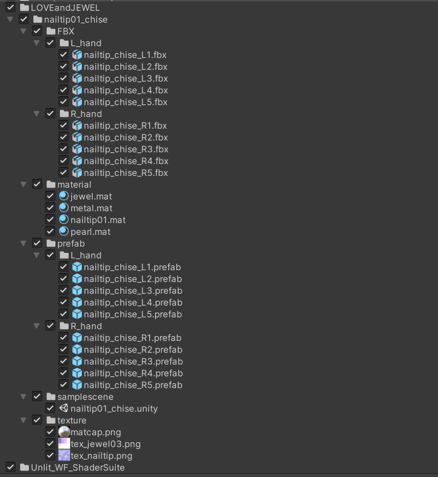 【VRchat想定】調整済みprefab入りネイルチップセット 【チセ専用】