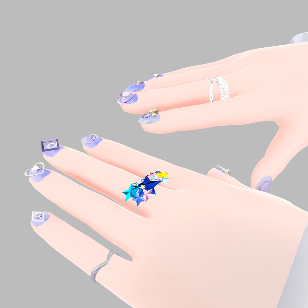 【VRchat想定】調整済みprefab入りリング4本セット 【チセ専用】