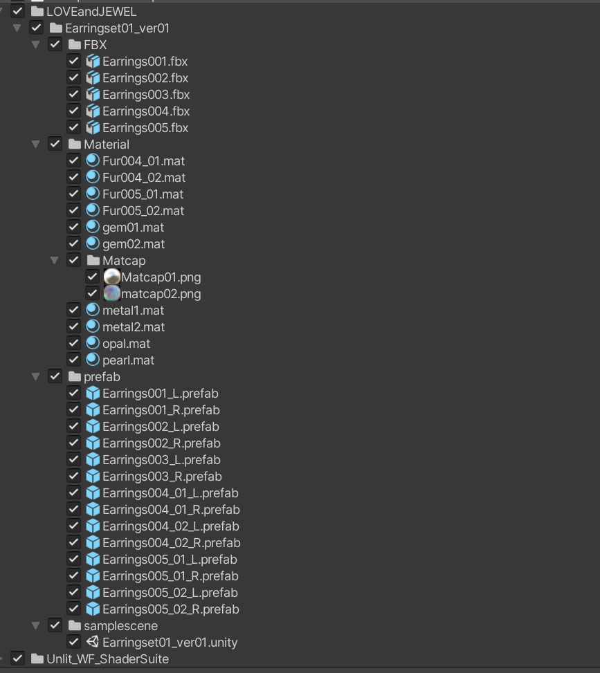 【VRchat想定・汎用・PB】揺れるイヤリング・ピアス5種+2色セット【physbone】