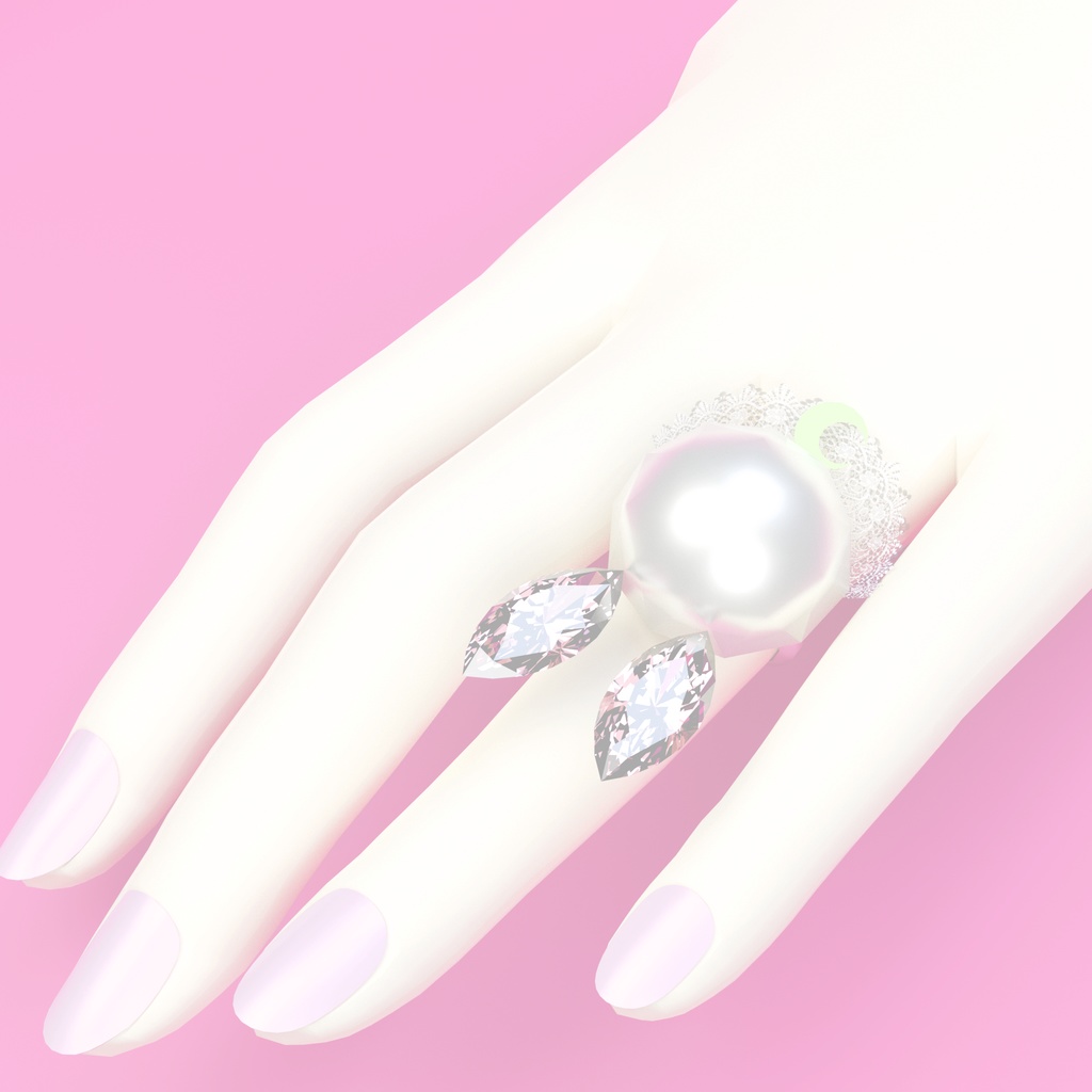 【VRchat想定・汎用】指輪 レースフリル付きうさぎのリング Ring051