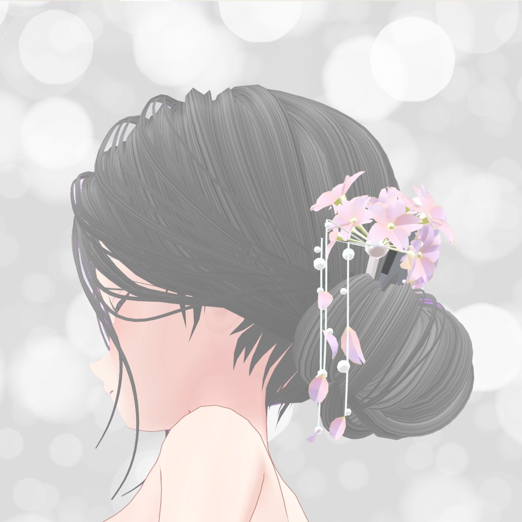 【VRchat想定・汎用・PB】まとめ髪ウイッグ/試着用無料版あり【physbone】hairwig001