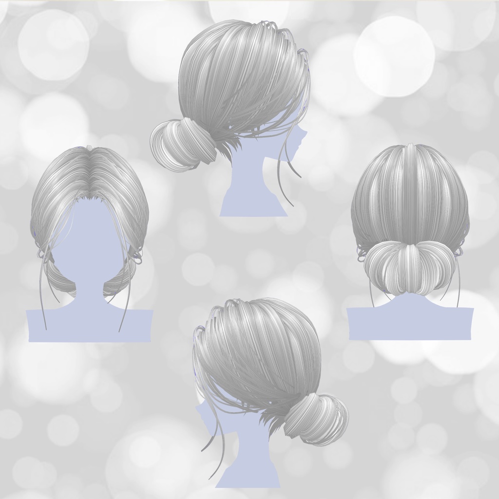 【VRchat想定・汎用・PB】まとめ髪ウイッグ/試着用無料版あり【physbone】hairwig001