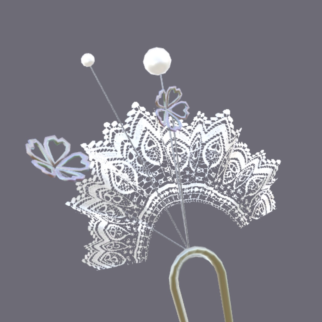 【VRchat想定・汎用】桜のかんざし・レースの髪飾りのおまけつき hair-accessories001