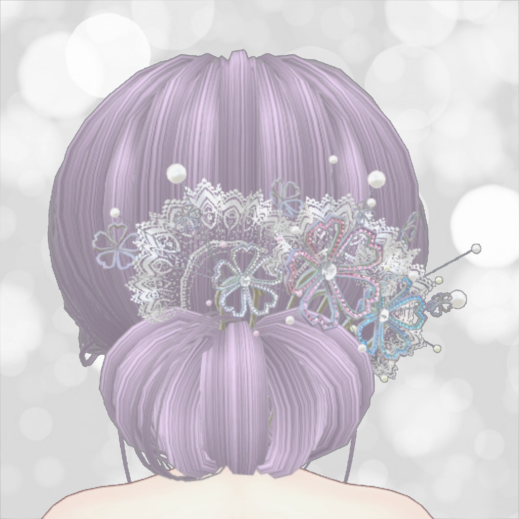 【VRchat想定・汎用】桜のかんざし・レースの髪飾りのおまけつき hair-accessories001