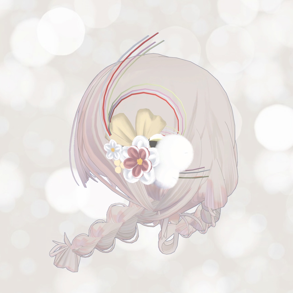 【VRchat想定・無料】着物用・水引のシンプルかんざし hair-accessories004