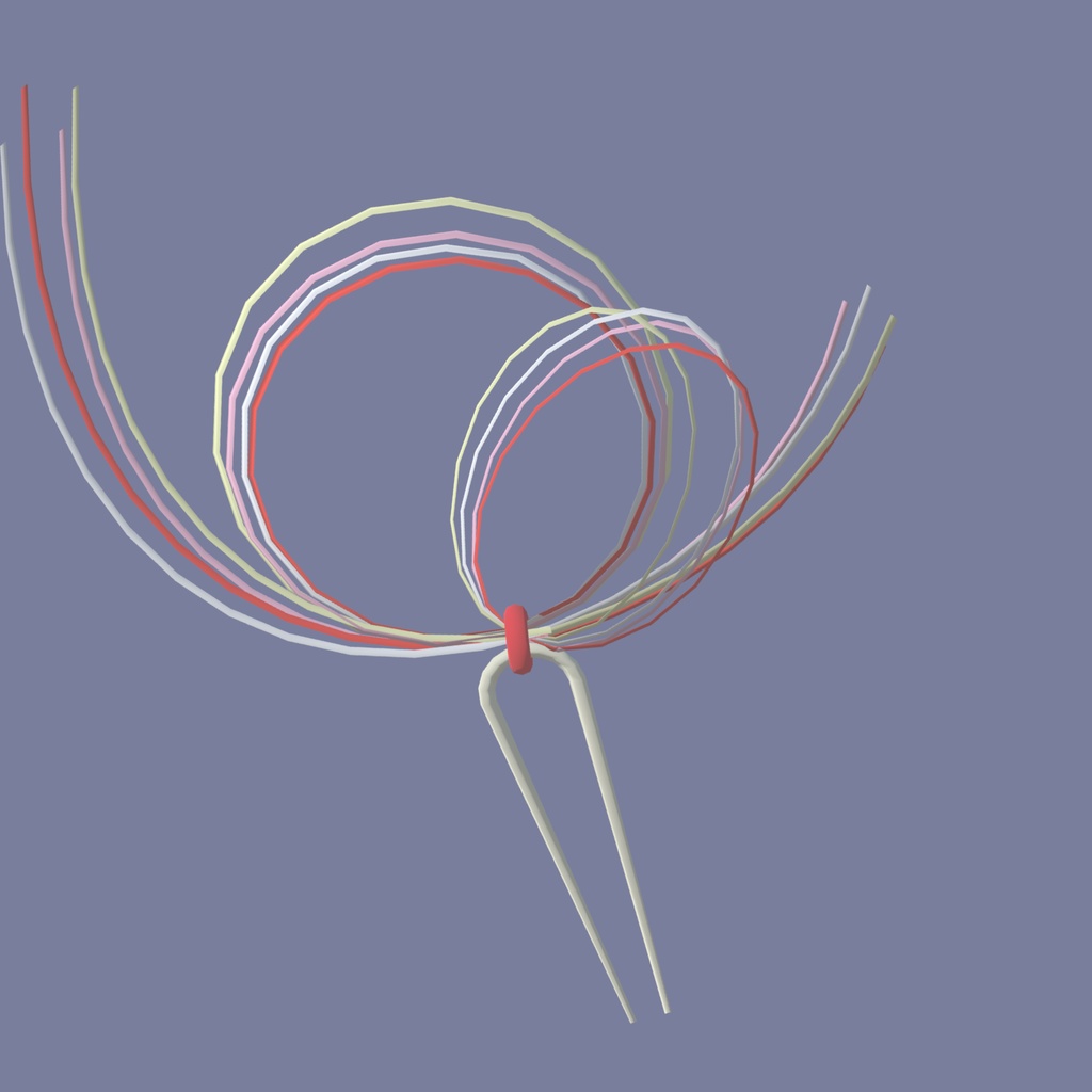【VRchat想定・無料】着物用・水引のシンプルかんざし hair-accessories004