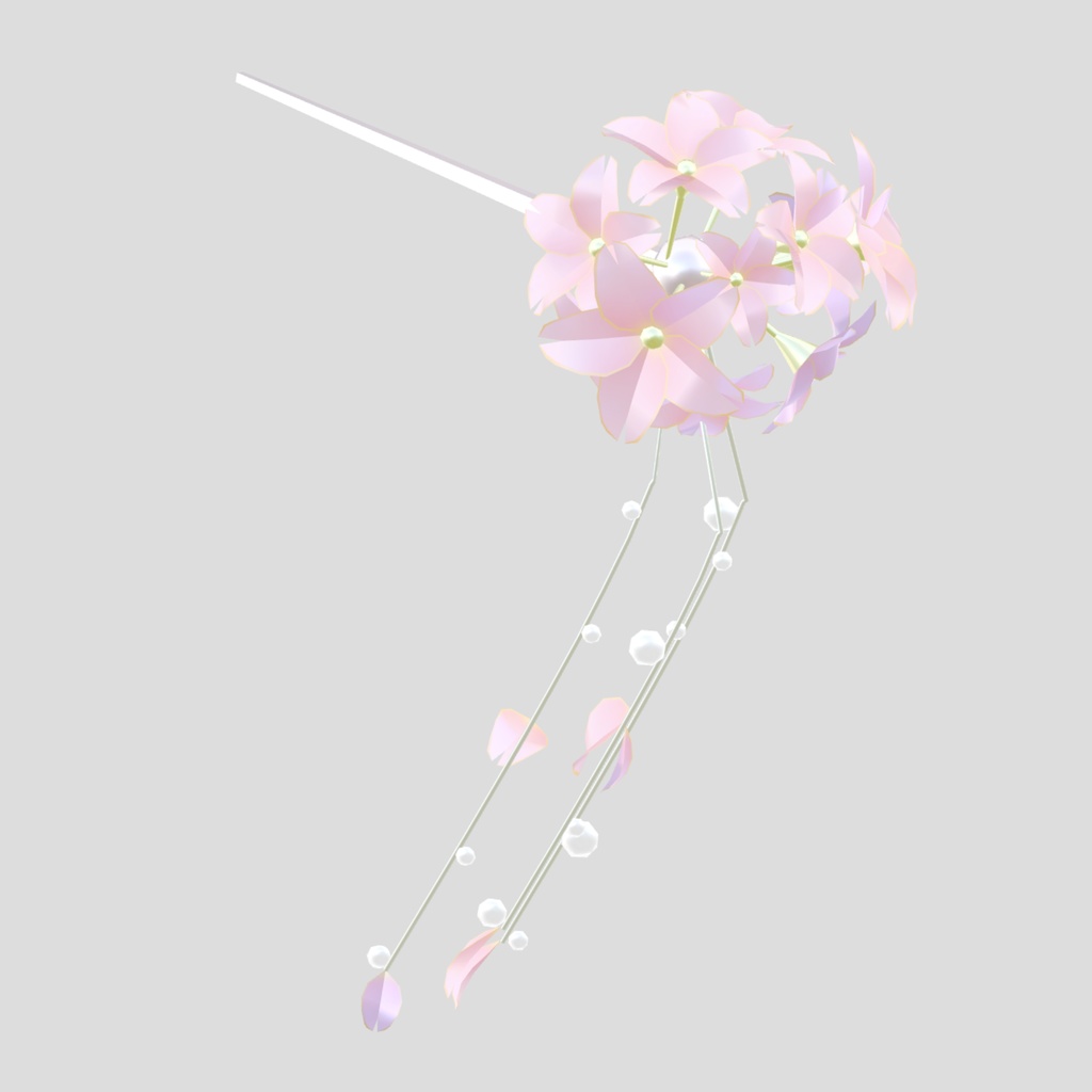 【VRchat想定・汎用・PB】揺れる桜の和かんざし・おまけつき【physbone】