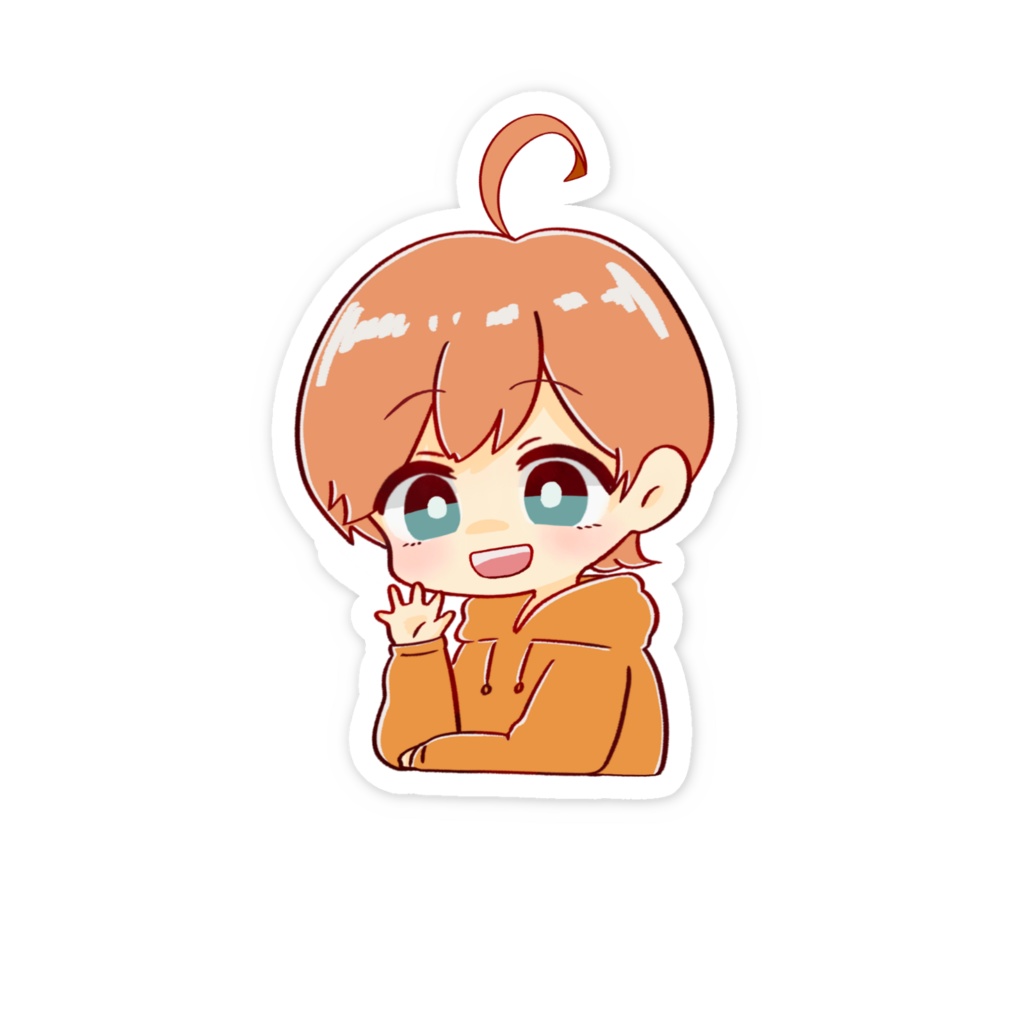 やーぽん手を振るステッカー