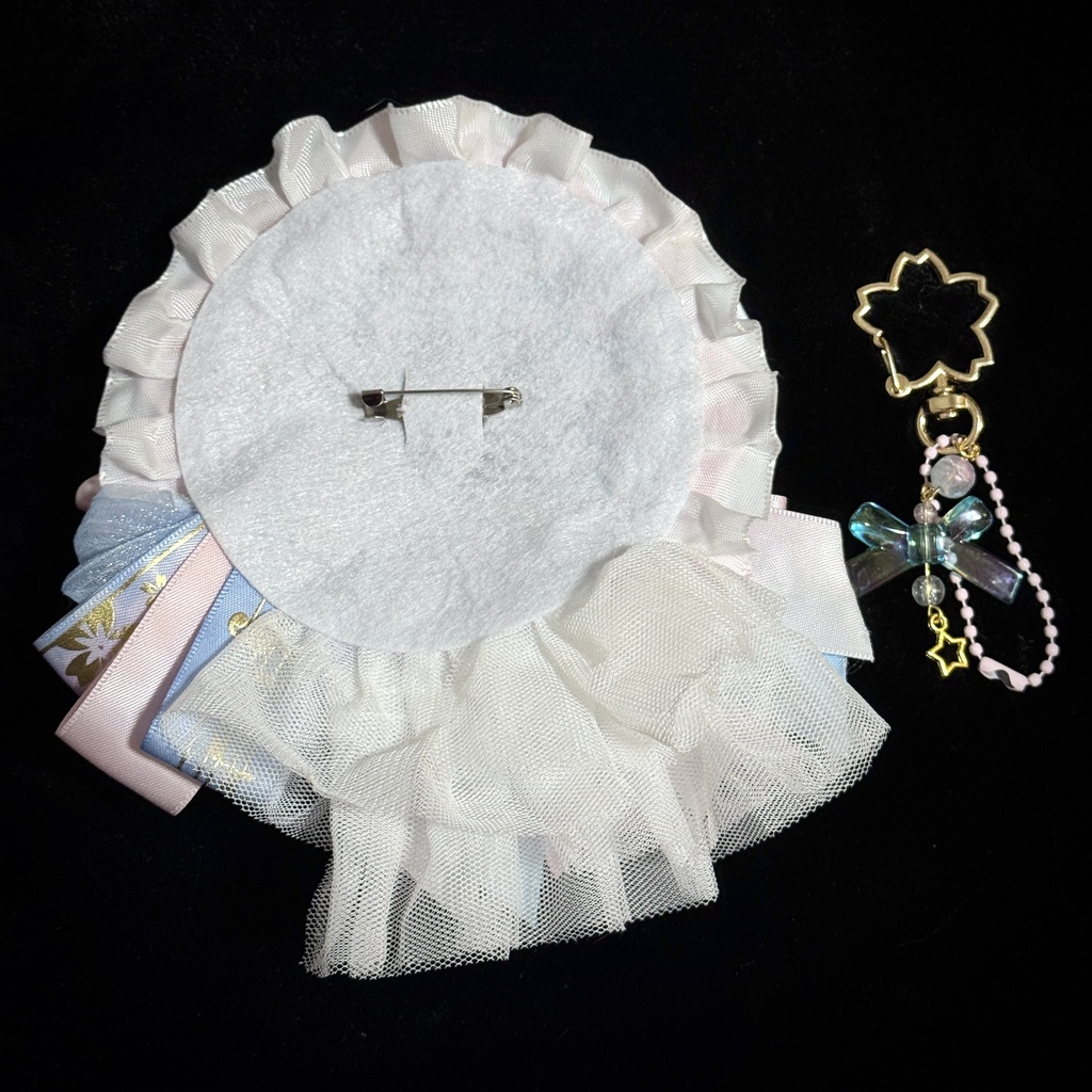 ハンドメイド 痛ロゼット ピンク 水色