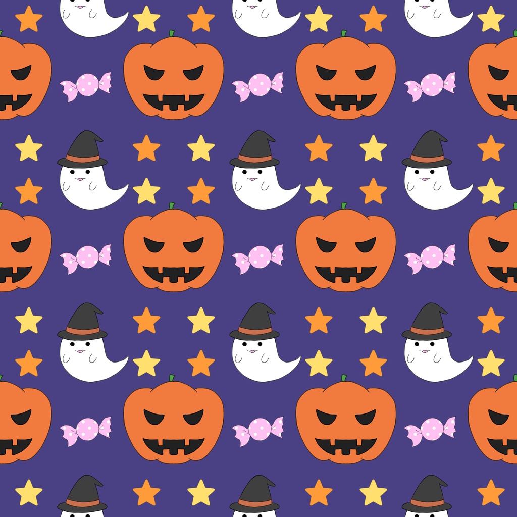 【4枚セット】ハロウィン デザインペーパー かぼちゃ おばけ 星柄 背景素材