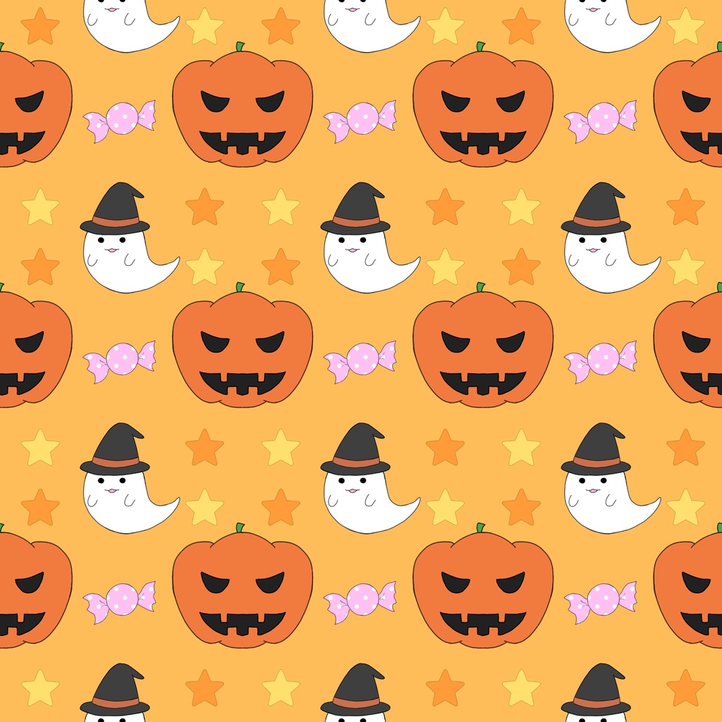 【4枚セット】ハロウィン デザインペーパー かぼちゃ おばけ 星柄 背景素材
