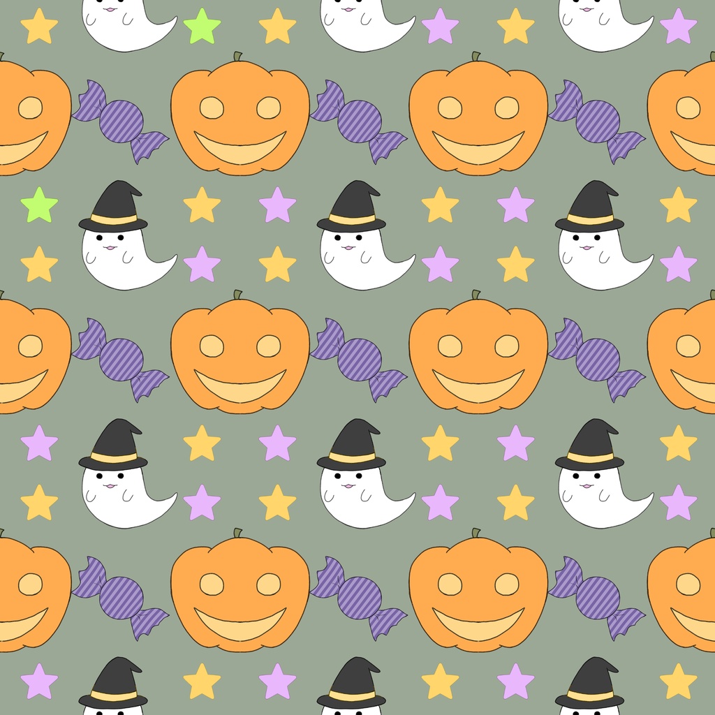 【4枚セット】ハロウィン デザインペーパー かぼちゃ おばけ 星柄 背景素材