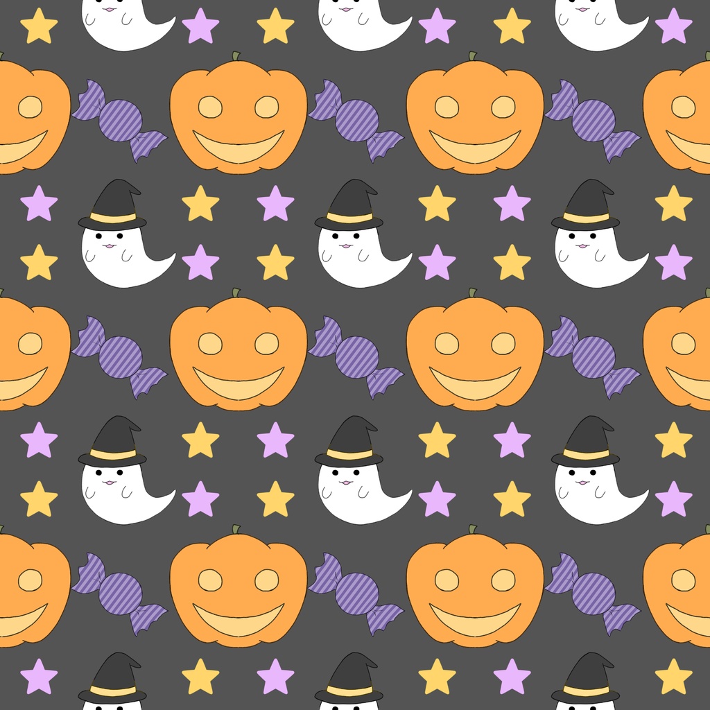 【4枚セット】ハロウィン デザインペーパー かぼちゃ おばけ 星柄 背景素材