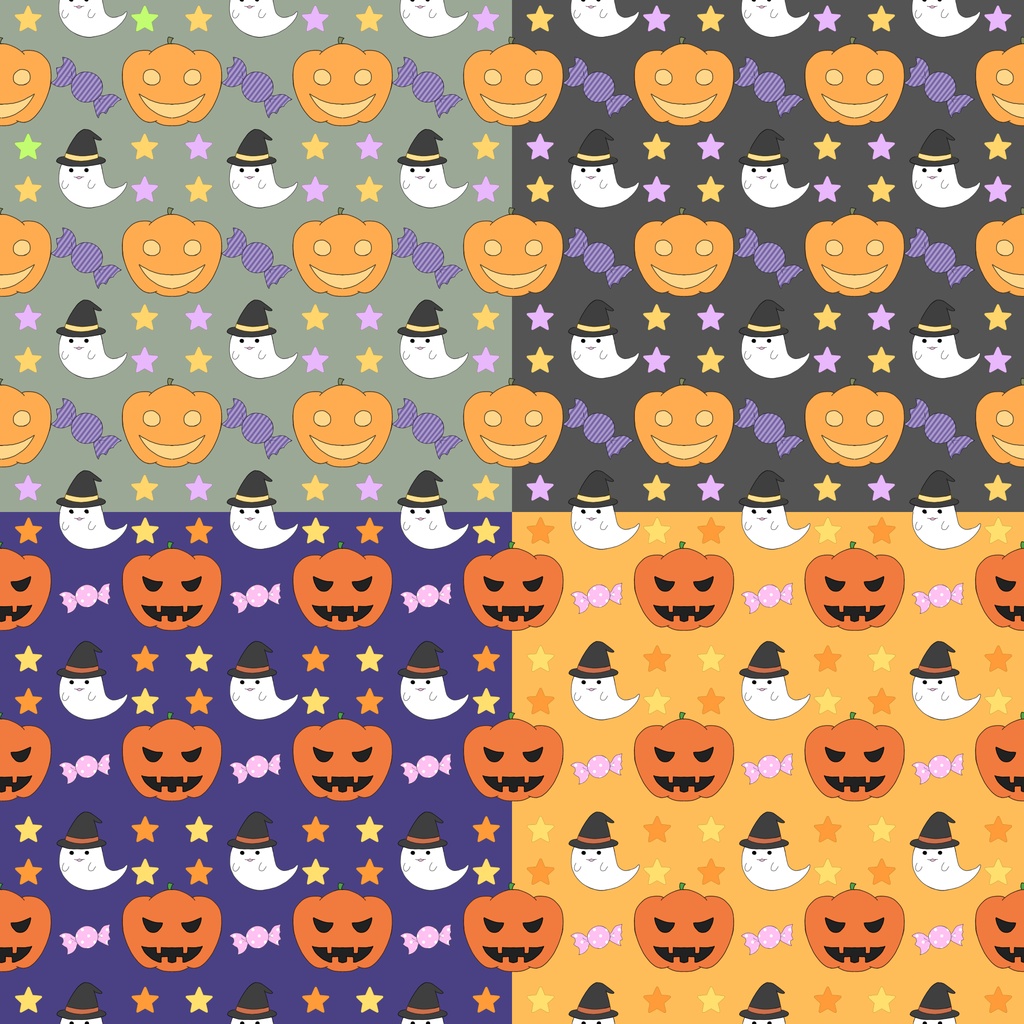 【8枚セット/まとめ買い】秋のデザインペーパー ハロウィン お月見 紅葉 背景素材