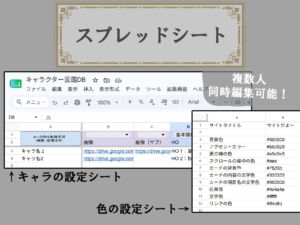 自陣・創作キャラ図鑑作成ツール(スプレッドシート)