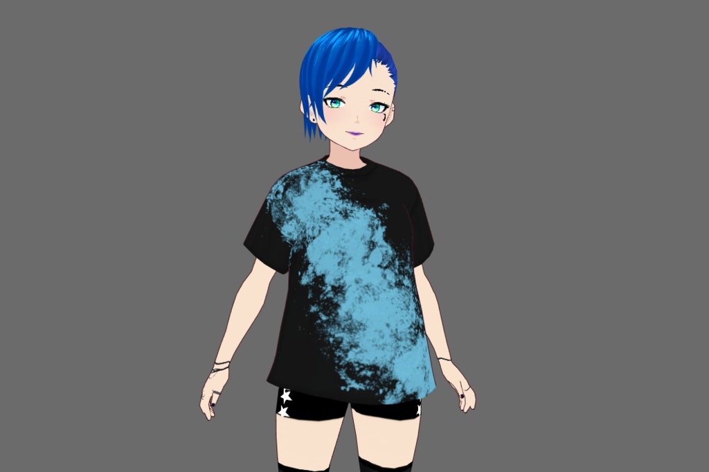 Blue and Black Vroid T Shirt