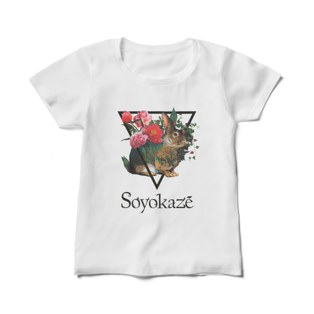 ビカク花兎レディースTシャツ（カラー&モノトーン）