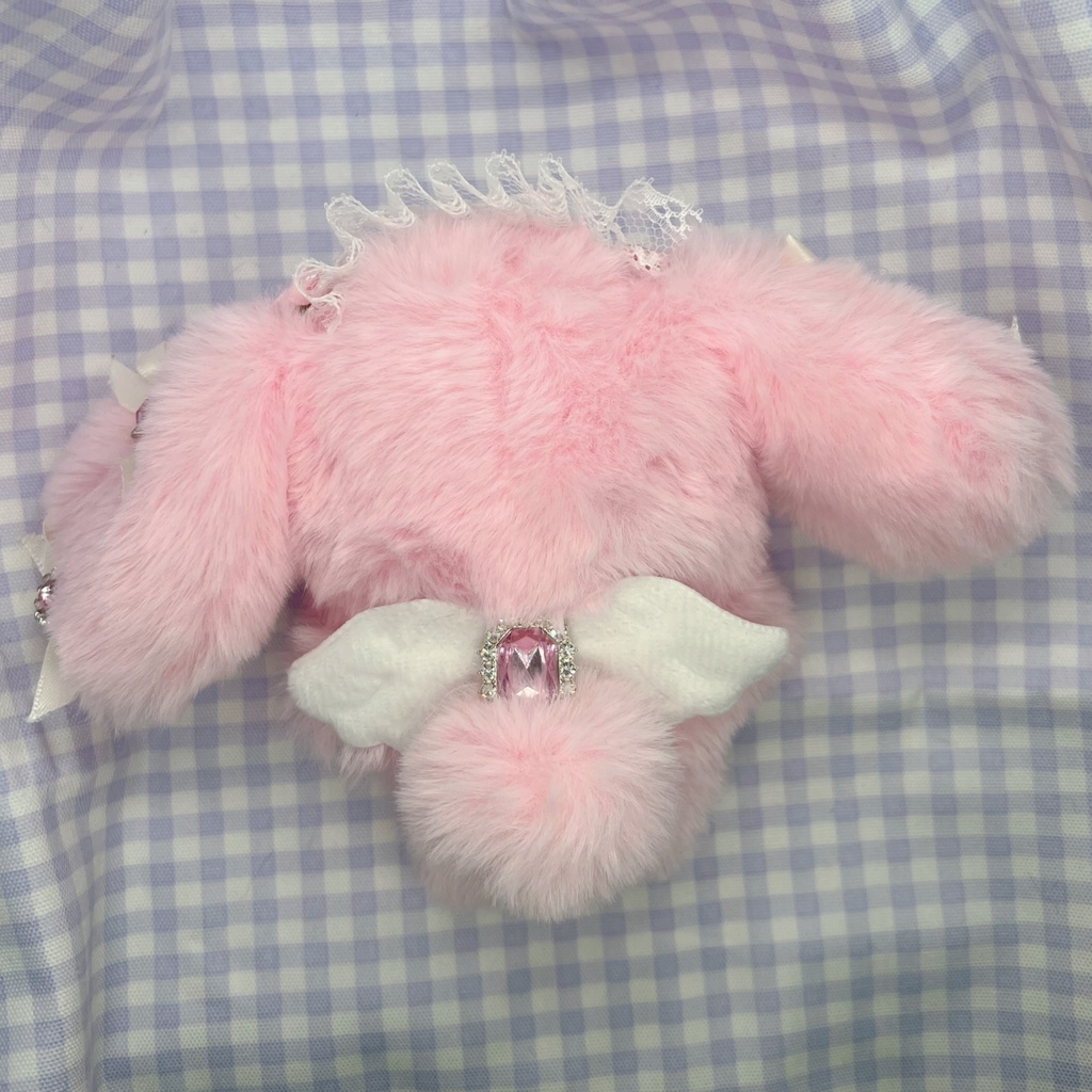 10〜12cmぬい服 ピンク天使たれ耳うさぎ