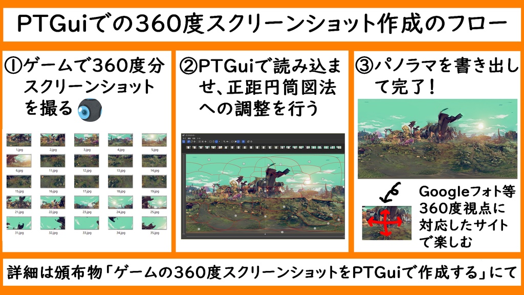 【物理書籍版】ゲームの360度スクリーンショットをPTGuiで作成する